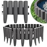 KRUMAD Rasenkante Kunststoff Holzoptik, 10 Stück Set 2,8 Meter, Höhe 24 cm, Beeteinfassung Garten, Flexible Beetumrandung, Witterungsbeständig, UV- & Frostfest, Einfacher Aufbau, Anthrazit