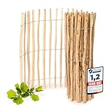 Garronda Gartenzaun zum Stecken aus Haselnüsse Zaun Garten Staketenzaun Beeteinfassung Holz Steckzaun Hochwertiger Gartenzaun für Ihren Garten GD-0079 (Lattenabstand: 3-5 cm, 120 cm x 500 cm)