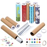 Sinmoe 12 Kaleidoskop Bastelset für Kindergeburtstag mit 12 DIY Kaleidoskope 4 Sets 12 Farben 3ml Acrylfarben 12 Sets Pinsel Mitgebsel für Mädchen Junge Schule Kindergarten