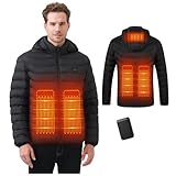 Mincoo Beheizbare Jacke Herren, Winter Elektrische Herren Beheizte Jacke USB Lade Heizmantel Mit 5V 10000 mAh Akku, Warme Heizjacke für Outdoor Motorrad Wandern Skifahren Camping, L