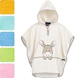 Morgenstern Badeponcho Kinder Baby Mädchen Jungen 100% Baumwolle OEKO-TEX Babybadetuch Kapuzenhandtuch Bademantel Frottee Esel