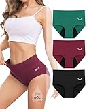 Rdiner Perioden UnterwäSche Damen 60ML, Starke StröMung Hohe SaugfäHigkeit MenstruationsunterwäSche MäDchen, PeriodenunterschwäSche Starke Blutung Für Frauen & MäDchen (3er Pack) XS