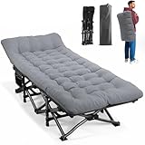 ATORPOK SHOP Campingbett feldbett klappbar, Faltbar Gästebett bis 200 kg für,mit Seitentasche, tragbares Campingliege，Outdoor, Garten, Reisen, Camping, Indoor (Grau)