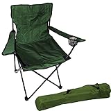 Anglersessel Campingstuhl Faltstuhl Anglerstuhl Regiestuhl inkl. Getränkehalter und Tasche in Grün