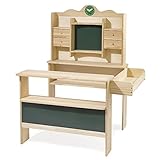 howa großer, massiver Kaufladen für Kinder aus Holz, Stabiler Holzkaufladen mit Lernuhr, Schreibtafeln und 4 Schubkästchen, Kinder Einkaufsladen mit viel Ablageflächen 4741