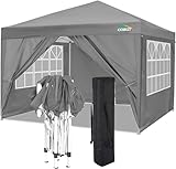 COBIZI Pop up Pavillon 3x3, Faltpavillon 3x3 Wasserdicht Stabil Winterfest |8X Heringe|4X Windseil|UV-Schutz 50+|Hoch Dichte Plane| Pavillon Faltbar 3x3m Partyzelt Faltpavillon 3x3 Gartenpavillon