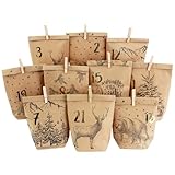 Papierdrachen Adventskalender 2025 zum Befüllen - 24 bedruckte Geschenktüten und 24 Zahlenaufkleber und Klammern - Motiv Cozy Winter schwarz - zum Basteln und Verschenken - Weihnachten