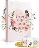 EULENTALER® Das Babytagebuch I Von Pädagogen gestaltet I Mit handgemalten Illustrationen I Mein erstes Jahr I Din A4 I Babyalbum, Erinnerungsbuch Rosa I Für Mädchen