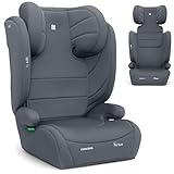 KikkaBoo i-AID Kindersitz 15–36 kg ohne ISOFIX, Gruppe 2-3 (100–150 cm), von 3,5 bis 12 Jahren, i-Size, 13-fach verstellbare Kopfstütze, Grau