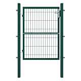 SONGMICS Gartentor, Gartentür, verzinkter Stahl, abschließbar, Tür 106 x 125 cm (B x H), rechteckiges Rohr, grün GGD175L