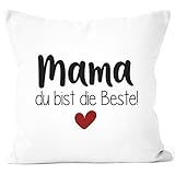 SpecialMe® Kissen-Bezug Mama du bist die Beste Danke Sagen Geschenk für Mama Muttertag Weihnachten weiß 40cm x 40cm