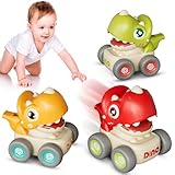MOONTOY Spielzeugautos ab 1 Jahr, Press and Go Auto für Kleinkinder ab 1 2 3 Jahren, 3 Stück Dinosaurier Baby Auto Spielzeug ab 1 Jahr Jungen, Großartig Geschenk für Kinder ab 12 18 Monaten