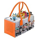 Tonie Toniebox Zubehör Schutzhüllen-Organizer mit Figuren Aufbewahrung viel Platz Tasche für Toniebox Starter Set und Tonies Figur Tragetasche (grau + orange)