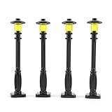 Lego City Classic Basic Laternen - 4 Stück in Schwarz mit schmalen gelben Lampen - Straßenbeleuchtung für Lego Sets