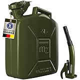 MONZANA® Benzinkanister 5L Metall mit Ausgießer UN-Zulassung Diesel Kraftstoffkanister Metallkanister Reservekanister