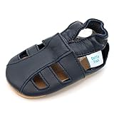 Dotty Fish Ledersandalen für Babys und Kleinkinder – Barfuß, rutschfeste, atmungsaktiv, britische Marke. Sommerschuhe für Jungen und Mädchen – Marineblaue Sandalen 6-12 Monate (19 EU)