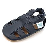 Dotty Fish Weiche Baby und Kleinkind Lederschuhe. Jungen und Mädchen. Sandalen marineblau. 6-12 Monate (19 EU)