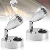 2 Stück 12V LED Spot Leselicht, Warmweiß 3000K Leselampe Wohnmobil Wohnwagen Lampe, 3W Wohnmobil Innenbeleuchtung mit Einstellbarer Schalter LED Lampe Wohnmobil für Camper Reisemobil Caravan Boat
