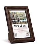 3-B Bilderrahmen MORI - Dunkel Braun (Nussbaum mit optischer Holzmaserung) - 10x15 cm - Holzrahmen, Fotorahmen, Portraitrahmen mit Acrylglas