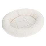 ZOOPLUS Kuschelbett Fluffy 2in1 | Weiches Wende-Bettchen für Hunde und Katzen | Winterseite aus kuscheligem Lammfell-Imitat und Sommerseite aus glattem Nylonstoff | Maße: 50 x 42 x 7,5 cm (wollweiß)
