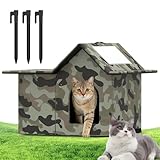 KBIBCK Katzenhaus für Draußen Winterfest Katzenhaus Outdoor, Wasserdicht Katzenhöhle, Haus für Verwilderte Katzen mit Abnehmbaren Kissen, Faltbares Wetterfest Wilde Katzenschutz für Streuner Haustiere