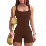 JN JANPRINT Jumpsuit Damen Kurz Eng Yoga Bodysuit Overall Stretch Bodycon Tank Top Sommer Romper Sexy One Piece Bodycon Ärmellose Sportanzug Einteiler Ganzkörperanzug Trainingsanzug