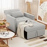 YODOLLA Einzel-Sofa, Bett, Stuhl, 3-in-1-Sessel, wandelbar, verstellbare Stühle, Bett für kleine Räume mit Seitentasche, Grau