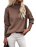 ZEAGOO Pullover Damen Rollkragen Strickpullover Langarm Warmer Pulli Basic Casual Rollkragenshirt Turtleneck Gestrickt Obertiele Herbst Winter Braun M