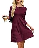 AUSELILY Kleid Herbst Damen Strickkleid Leichtes Winterkleider Damen Herbstkleid Langarm Kleid Elegantes Pulloverkleid Rundhalsausschnitt