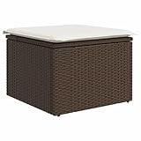 vidaXL Gartenhocker mit Kissen, Gartenstuhl mit abnehmbarem waschbarem Bezug, Hocker mit Stahlrahmen, Sitzhocker Terrassenhocker, Braun Poly Rattan