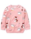 Little Hand Mädchen Sweatshirt für Kinder Baumwolle Top Casual Jumper Kleinkind Langarm Pullover, 110 / HerstellerGröße: 110, 1-rosa