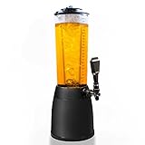 4,0L Biersäule Zapfsäule Kult Biertower Trinksäule Getränkespender Getränkesäule mit 1,3L Eiskühlung (Schwarz)