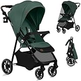 LIONELO EMMA ONE Buggy bis zu 22 kg von 6 m bis 4 Jahre Schwenkbare 360 Räder° Vollfederung Einhändig klappbar Verstellbare Rückenlehne und Fußstütze XXL-Verdeck UPF50+