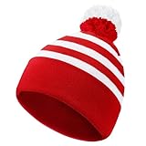 Generisch Lustige Geschenke FüR Frauen Wintermütze Ohrenklappen Rot weiße Weihnachtsmütze mit Bündchen, Strickmütze mit Bommel aus Garn auf der Mützenspitze (Brick Red, One Size)