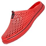 SAGUARO Clogs Atmungsaktiv Mesh Hausschuhe Sommer Slippers Unisex,Rot 40EU