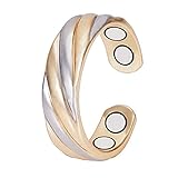 Zweifarbiger Gold- und Silberkupfer-Magnetring, reines Kupfer, Ring für Frauen, verstellbarer offener Ring, Geschenk für Mutter und Frau
