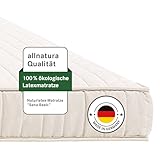 allnatura Naturlatex-Matratze Sana-Basic - 90x200 cm, Medium (H2), Höhe: 14 cm - 5-Zonen-Stützsystem mit integrierter Schulterabsenkung - In Deutschland hergestellt mit 100% Naturkautschuk