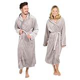 Blumtal Bademantel Damen & Herren S - OEKO-TEX zert. Morgenmantel, extra saugstark, flauschig, weich, Grau