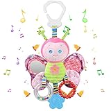 WolinTek Babyspielzeug für 0, 3, 6, 9, 12 Monate,Kleinkindspielzeug Plüschrassel, Baby Rasseln mit Beißringen zum Beißen,Kinderwagen Auto Spielzeug für Kleinkinder (Schmetter)