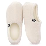 RockDove Damen Teddy-Fleece-Hausschuhe mit geschlossener Ferse für den Innenbereich, 38/39 EU, Off-Weiß