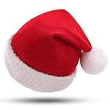 KONVINIT Weihnachtsmütze für Baby Nikolausmütze Kleinkind Warm und Gemütlich Rot Gestrickte Weihnachtsmann Mütze Santa Clause Mütze Kinder 0 1 2 3 4 5 Jahre,90