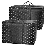 2 Stück 140L extra große Umzugstaschen – robuste, wasserdichte Aufbewahrungstaschen aus Oxford-Gewebe mit Reißverschluss – faltbare Transporttaschen für Umzug, Reisen, Camping, Uni & Festtagsdeko