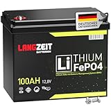 LANGZEIT LiFePO4 100Ah 12V Mini Lithium Batterie mit BMS Solarbatterie Wohnmobil Solar Boot Akku
