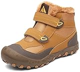 Mishansha Kinder Winterschuhe Warm Gefüttert Winterstiefel Mädchen Jungen Outdoor Schneestiefel Weich Rutschfest Wanderschuhe Winter Boot Trekkingstiefel, Tortilla Braun 34 EU