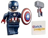 LEGO Superhelden: Captain America Minifigur mit Schild und Mjolnir