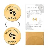Entscheidungsmünze Papa Mama, Geschenke Zur Geburt, Neue Eltern Geschenk Geburt, Geschenk für Werdende Mutter Werdender Papa, Schwangerschaftsgeschenk, Taufgeschenke für Mädchen Jungen Baby (Gold)