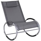 Outsunny Schaukelstuhl Schaukelliege Gartenliege Schwungliege mit Kopfkissen wetterfest Aluminium + Texteline Schwarz bis 120 kg 117 x 62 x 91 cm