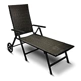 Aluminium Polyrattan Rollliege verstellbare Relaxliege 120 kg belastbar Sonnenliege Klappbare Gartenliege Campingliege Grau Neu