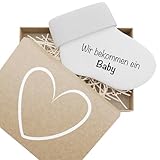 bunnyboo Schwangerschaft verkünden - Babysocken mit verschiedenen Aufdrucken und Geschenkbox (Wir bekommen ein baby)