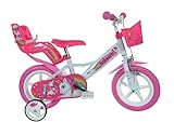 Dino Bikes 124RL-UN Kinderfahrrad Fahrrad, Weiß/Pink, 12 Zoll
